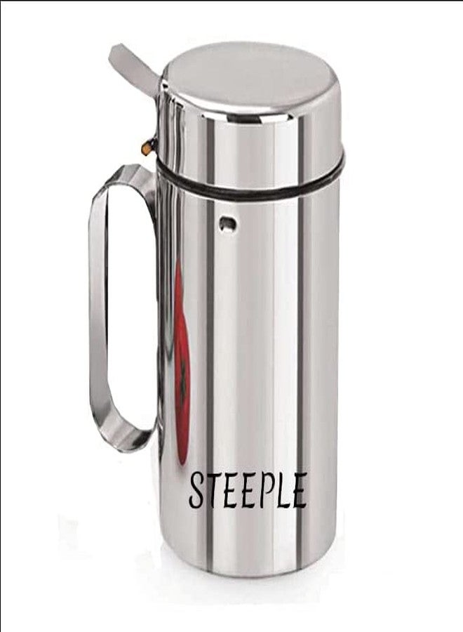 STEEPLE Oil Dispenser 1 Litre | Kitchen Set | Oil Container | Oil Bottle | Cooking Oil Dispenser For Home & Resturants 1000 ml ( Pack Of 2 Sliver) - Image 2